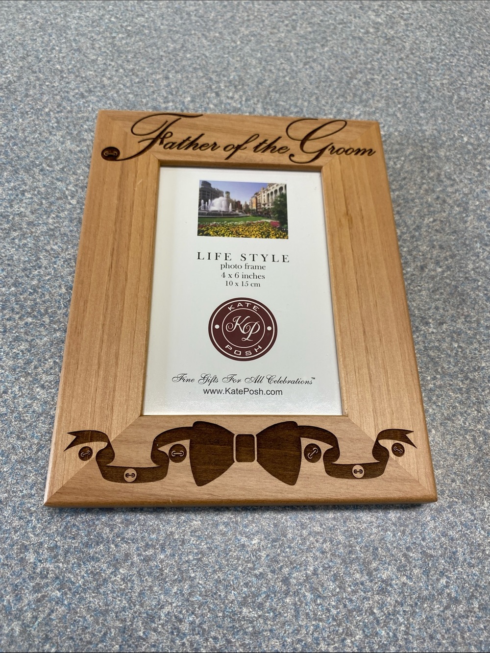"Father of the Groom" Natural Wood Picture Frame 4x6 by KATE POSH